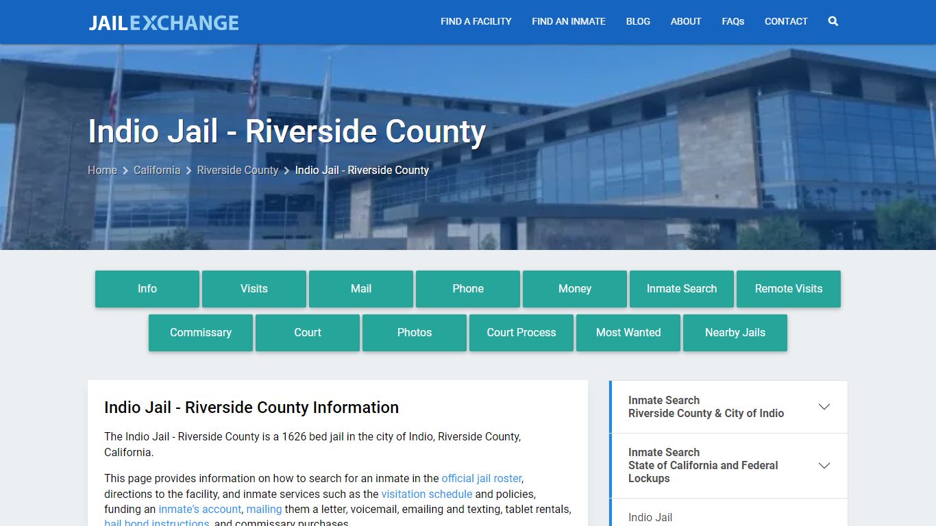 Indio Jail - Riverside County, CA Inmate Search, Information