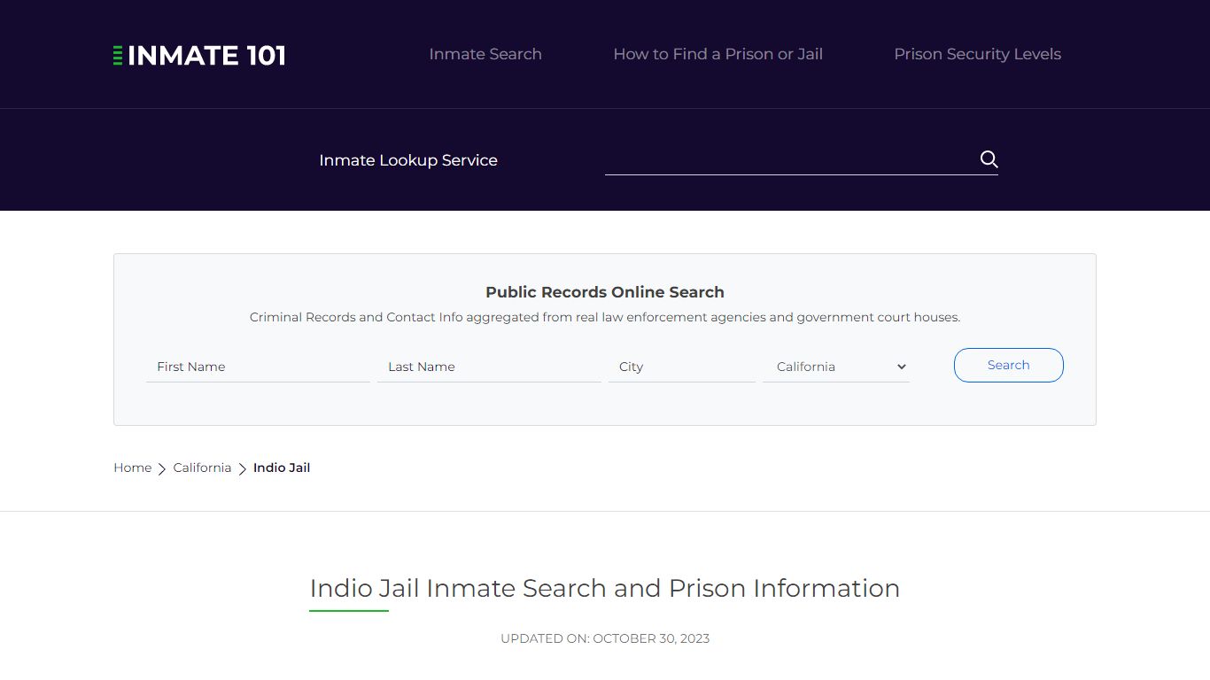 Indio Jail Inmate Search, Visitation, Phone no. & Mailing Information